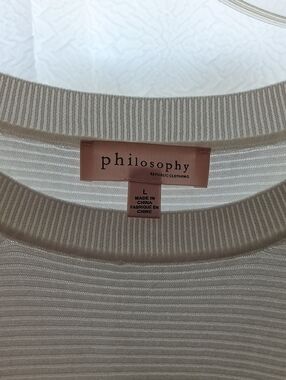 Philosophy Cream Ribbed Crew Neck Sweater